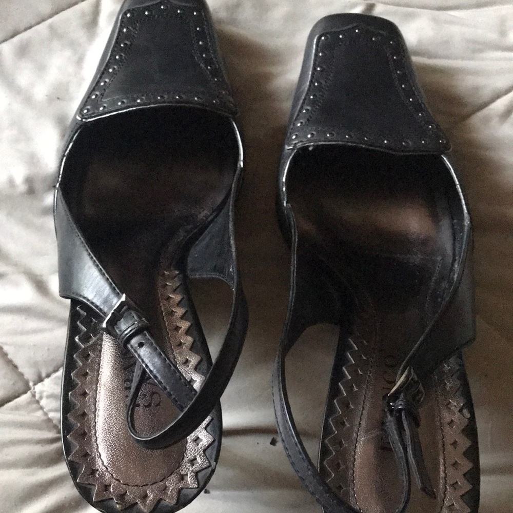 Black Women's Slingback Leather Sandals